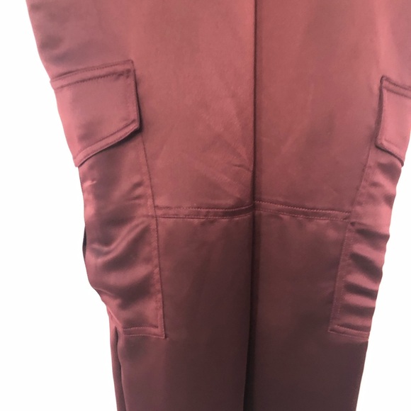 Parker 0 cargo satin jumpsuit burgundy red jogger 0983 skim sweetheart - Picture 3 of 11